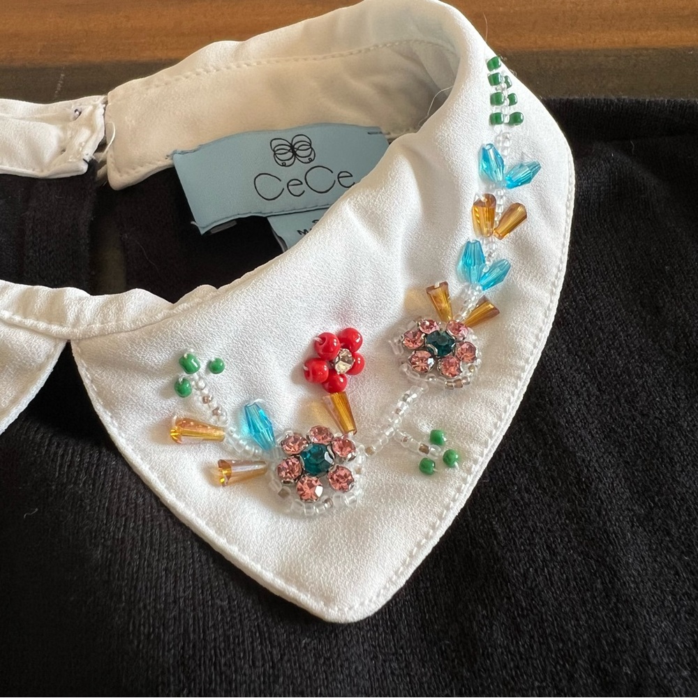 Cece black embellished blouse small - Picture 2 of 4